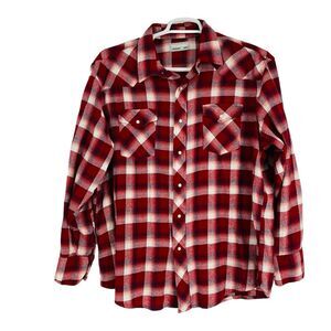 Wrangler Pearl Snap Button Long Sleeve Plaid Western Style Shirt Mens‎ Size XXL